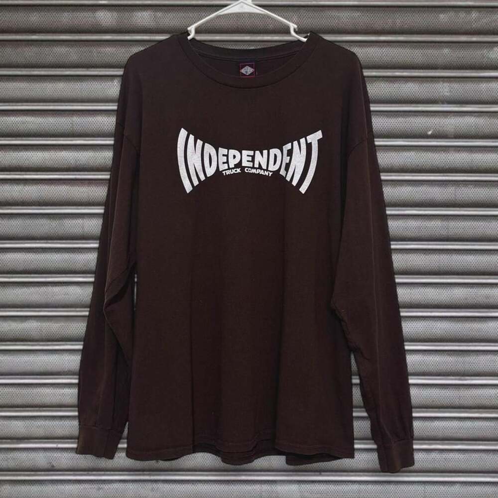 Independent Truck Co. Punk 2010’s Mens XL Brown Curved Logo Long Sleeve Shirt